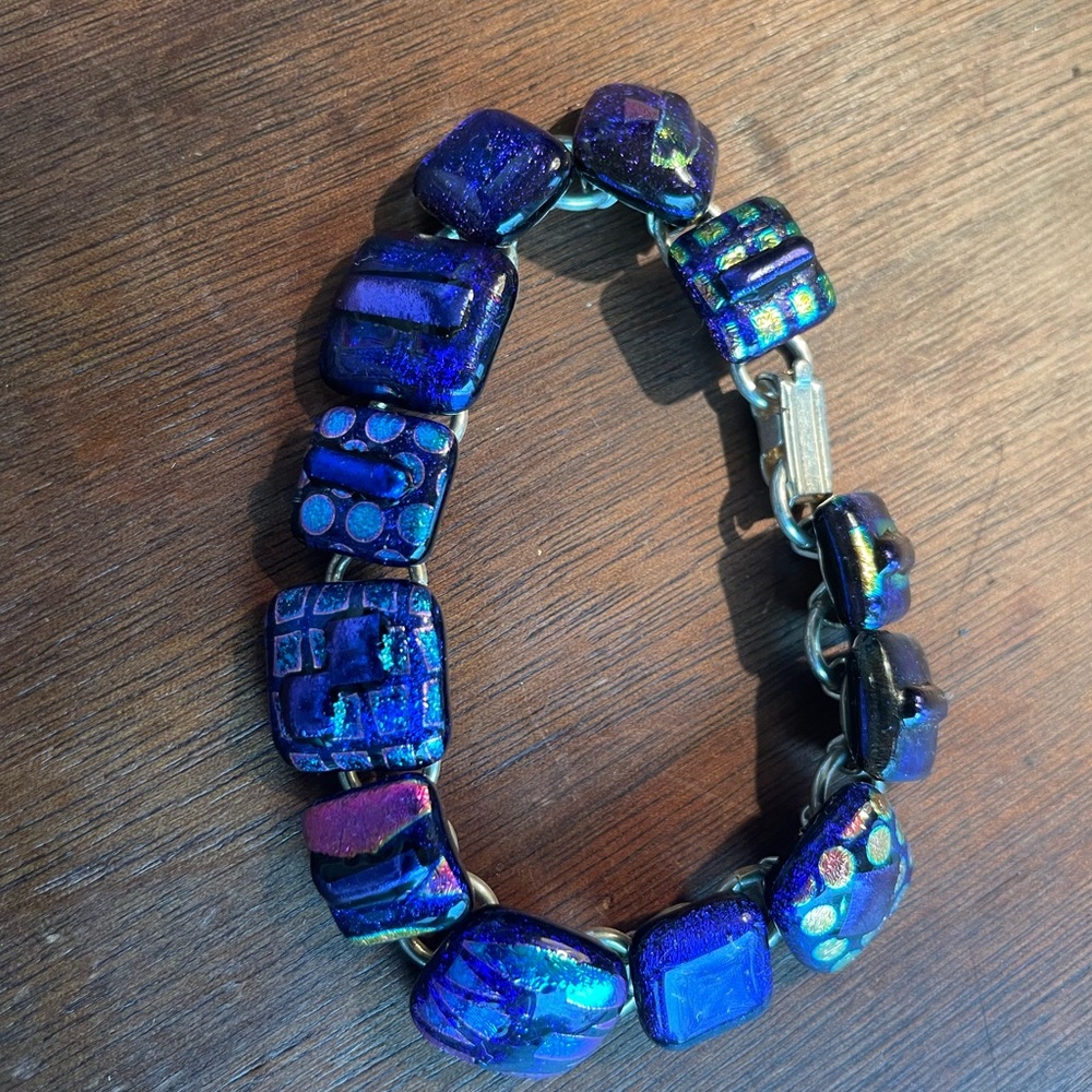 Handmade glass link  bracelet - Picture 2 of 4